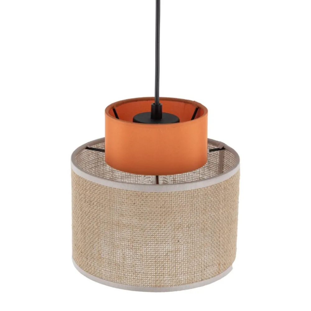Lampa wisząca DUO czarna abażur juta pomarańcz 1xE27 20 cm * TK Lighting Clearance