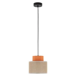 Lampa wisząca DUO czarna abażur juta pomarańcz 1xE27 20 cm * TK Lighting Clearance