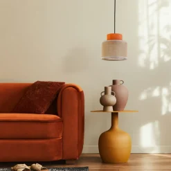 Lampa wisząca DUO czarna abażur juta pomarańcz 1xE27 20 cm * TK Lighting Clearance
