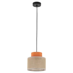 Lampa wisząca DUO czarna abażur juta pomarańcz 1xE27 20 cm * TK Lighting Clearance