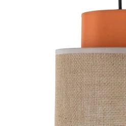 Lampa wisząca DUO czarna abażur juta pomarańcz 1xE27 20 cm * TK Lighting Clearance