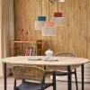 Lampa wisząca DUO czarna abażur juta multikolor 3xE27 * TK Lighting
