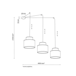 Lampa wisząca DUO czarna abażur juta multikolor 3xE27 * TK Lighting