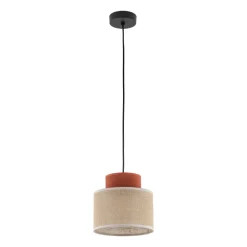 Lampa wisząca DUO czarna abażur juta 1xE27 20 cm * TK Lighting Sale