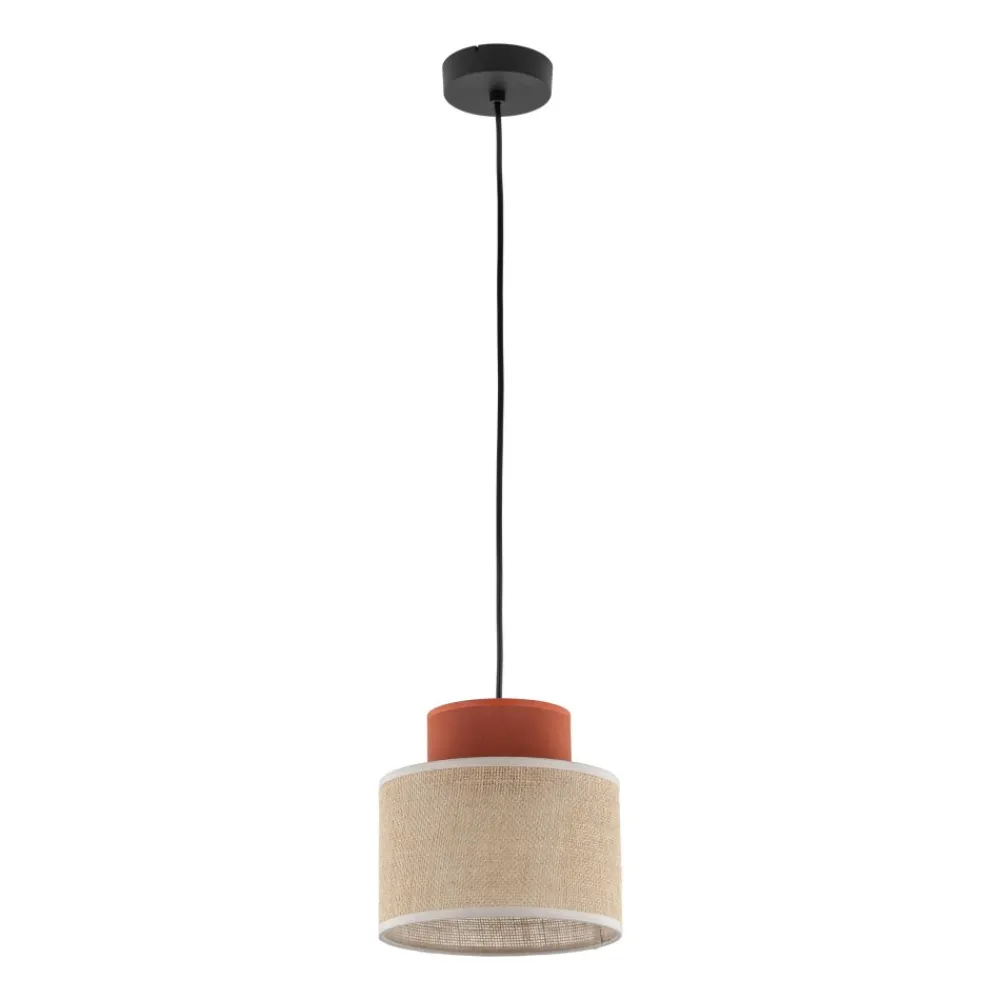 Lampa wisząca DUO czarna abażur juta 1xE27 20 cm * TK Lighting Sale
