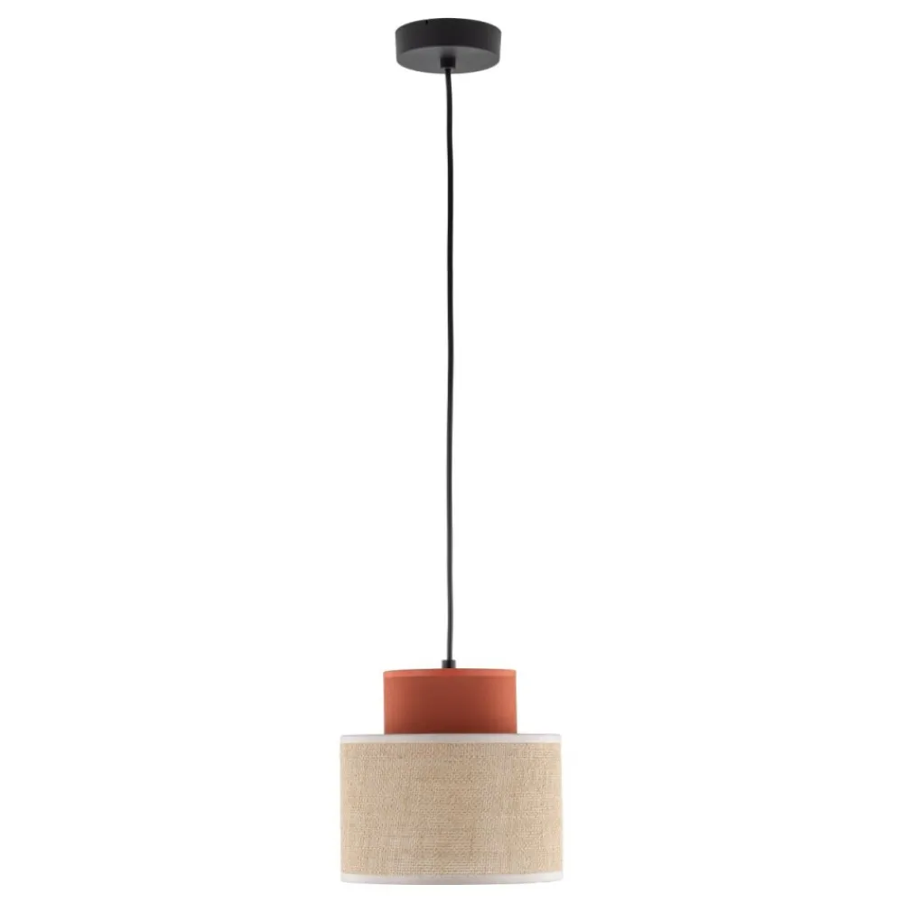Lampa wisząca DUO czarna abażur juta 1xE27 20 cm * TK Lighting Sale