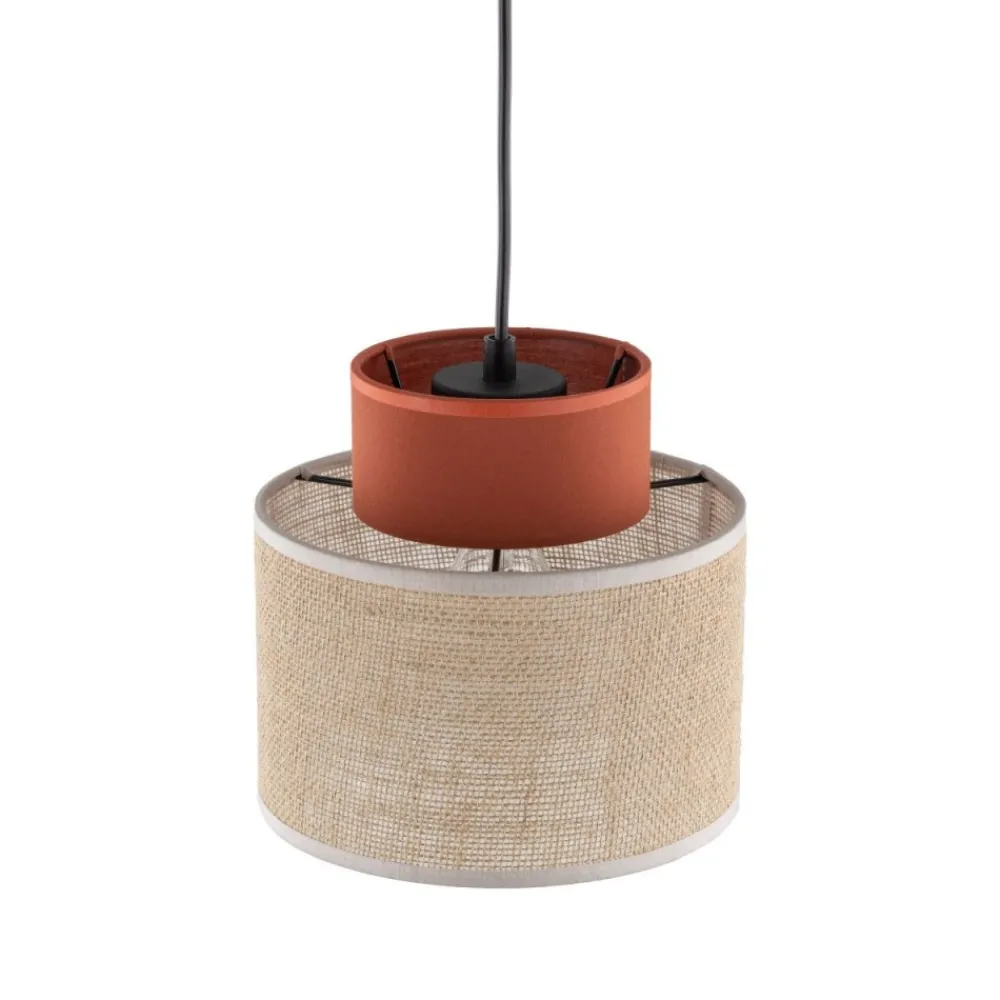 Lampa wisząca DUO czarna abażur juta 1xE27 20 cm * TK Lighting Sale