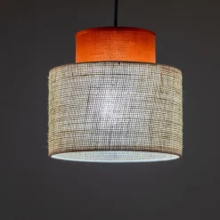 Lampa wisząca DUO czarna abażur juta 1xE27 20 cm * TK Lighting Sale