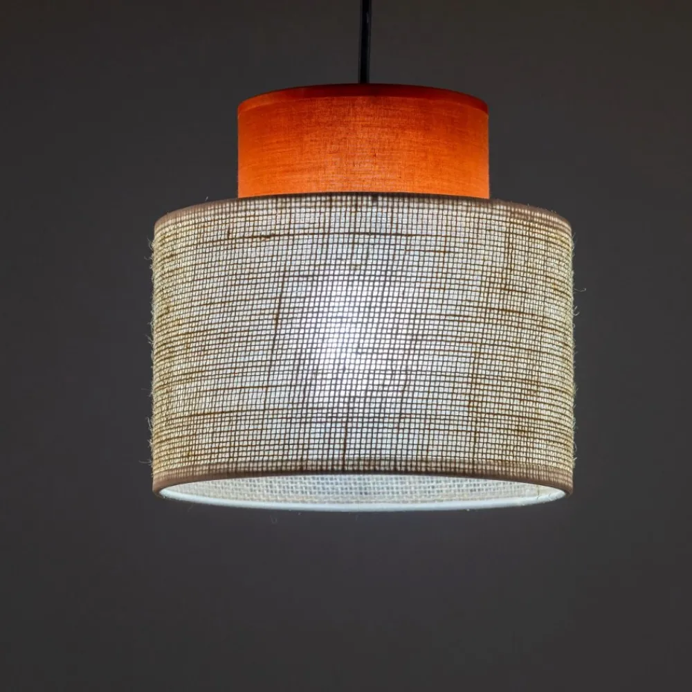 Lampa wisząca DUO czarna abażur juta 1xE27 20 cm * TK Lighting Sale