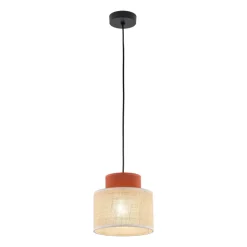 Lampa wisząca DUO czarna abażur juta 1xE27 20 cm * TK Lighting Sale