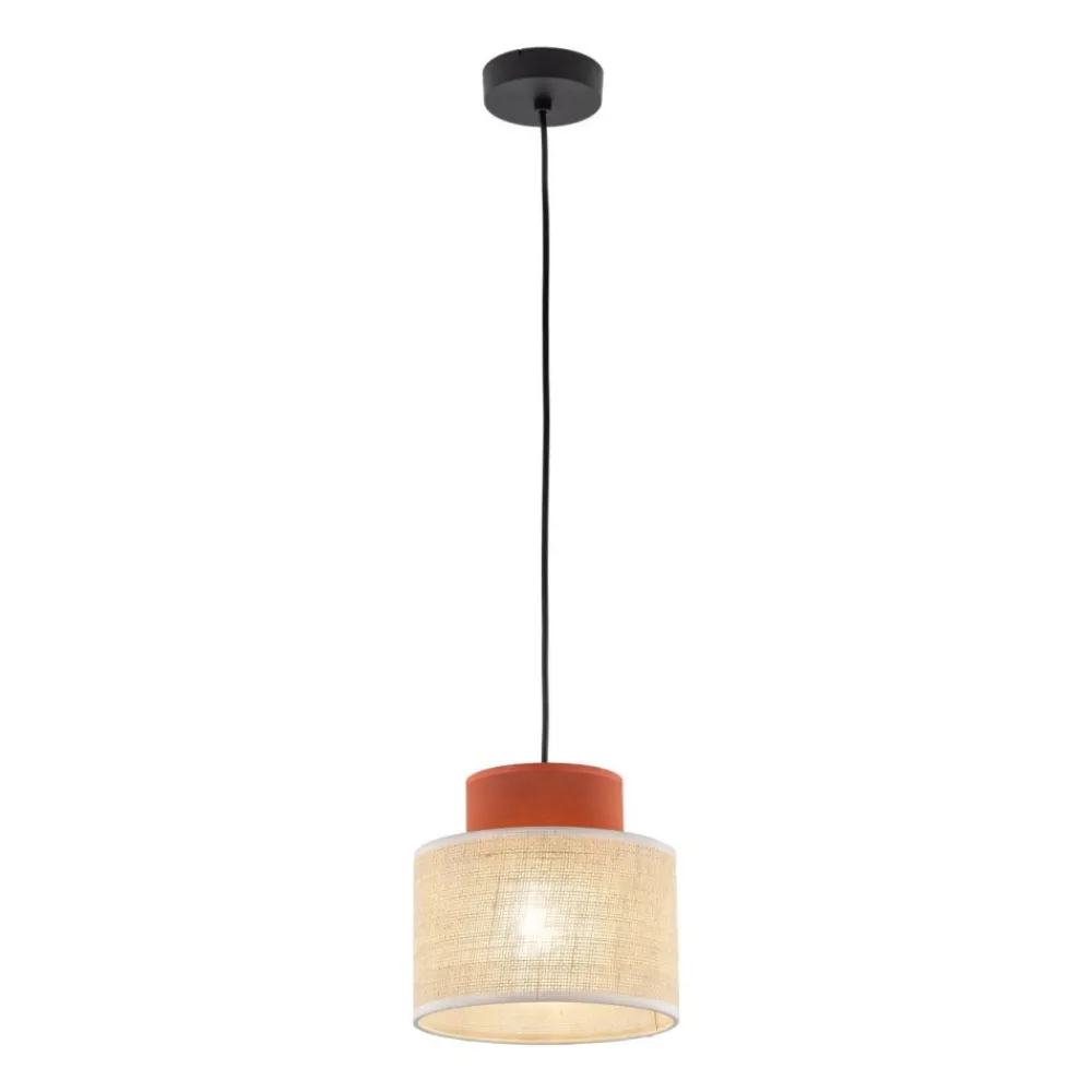 Lampa wisząca DUO czarna abażur juta 1xE27 20 cm * TK Lighting Sale