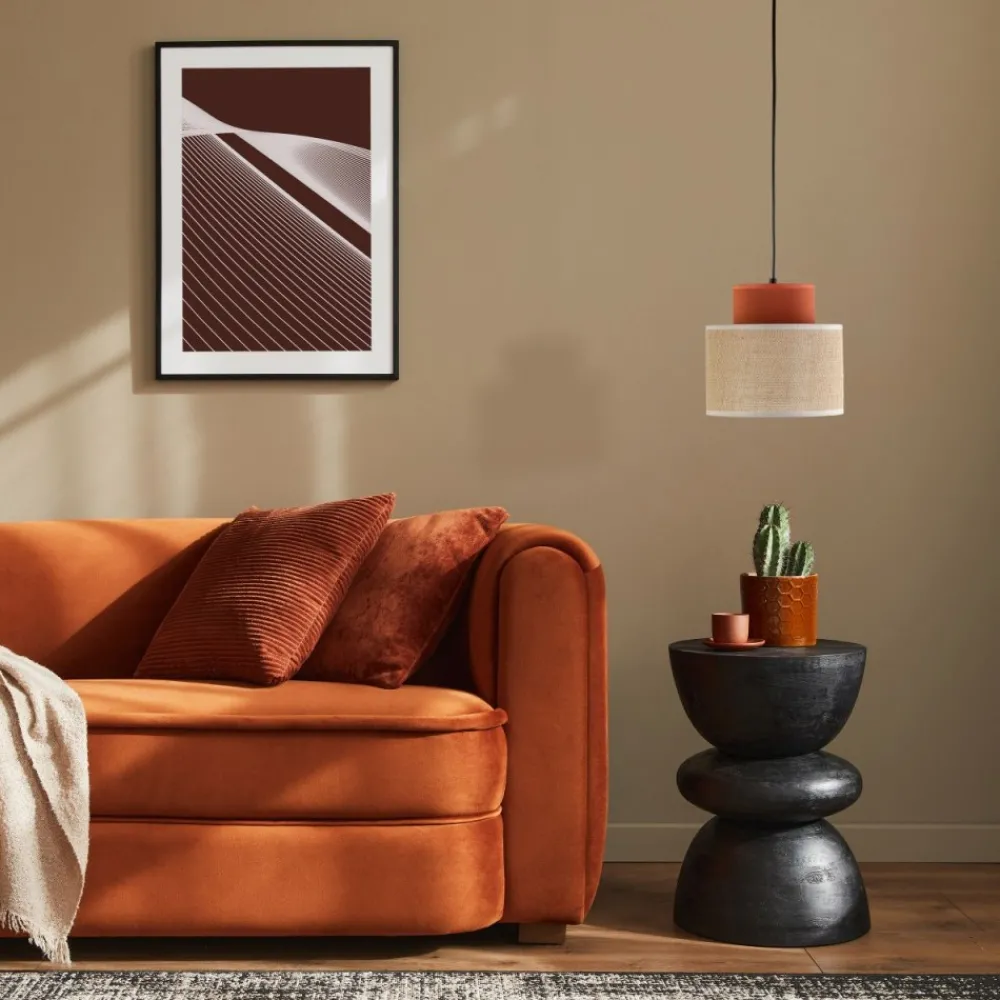 Lampa wisząca DUO czarna abażur juta 1xE27 20 cm * TK Lighting Sale