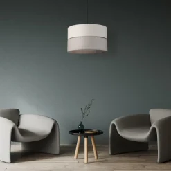Lampa Wisząca ECO Beżowy Szary Abażur 1xE27 38cm * TK Lighting Hot