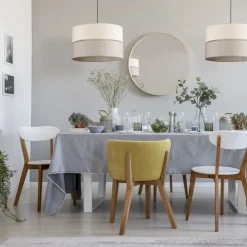 Lampa Wisząca ECO Beżowy Szary Abażur 1xE27 38cm * TK Lighting Hot