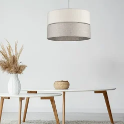 Lampa Wisząca ECO Beżowy Szary Abażur 1xE27 38cm * TK Lighting Hot