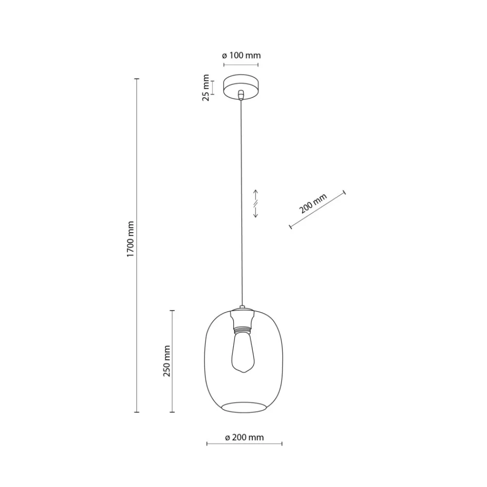 Lampa Wisząca ELIO Topaz Szklany Klosz 1xE27 20cm * TK Lighting Clearance