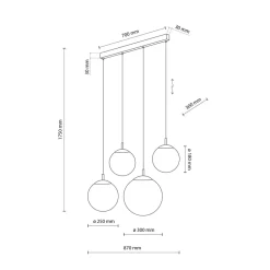 Lampa Wisząca ESME Biały Czarny Szklane Klosze 4xE27 87cm * TK Lighting Online