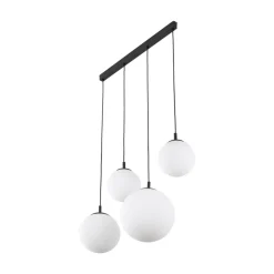 Lampa Wisząca ESME Biały Czarny Szklane Klosze 4xE27 87cm * TK Lighting Online