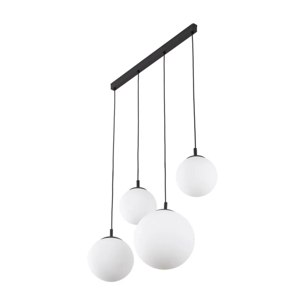 Lampa Wisząca ESME Biały Czarny Szklane Klosze 4xE27 87cm * TK Lighting Online
