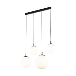 Lampa Wisząca ESME Biały Czarny Szklane Klosze 4xE27 87cm * TK Lighting Online