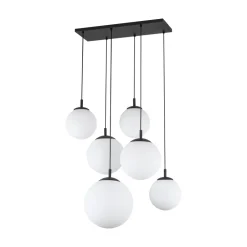Lampa Wisząca ESME Biały Czarny Szklane Klosze 6xE27 77cm * TK Lighting Best