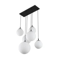 Lampa Wisząca ESME Biały Czarny Szklane Klosze 6xE27 77cm * TK Lighting Best