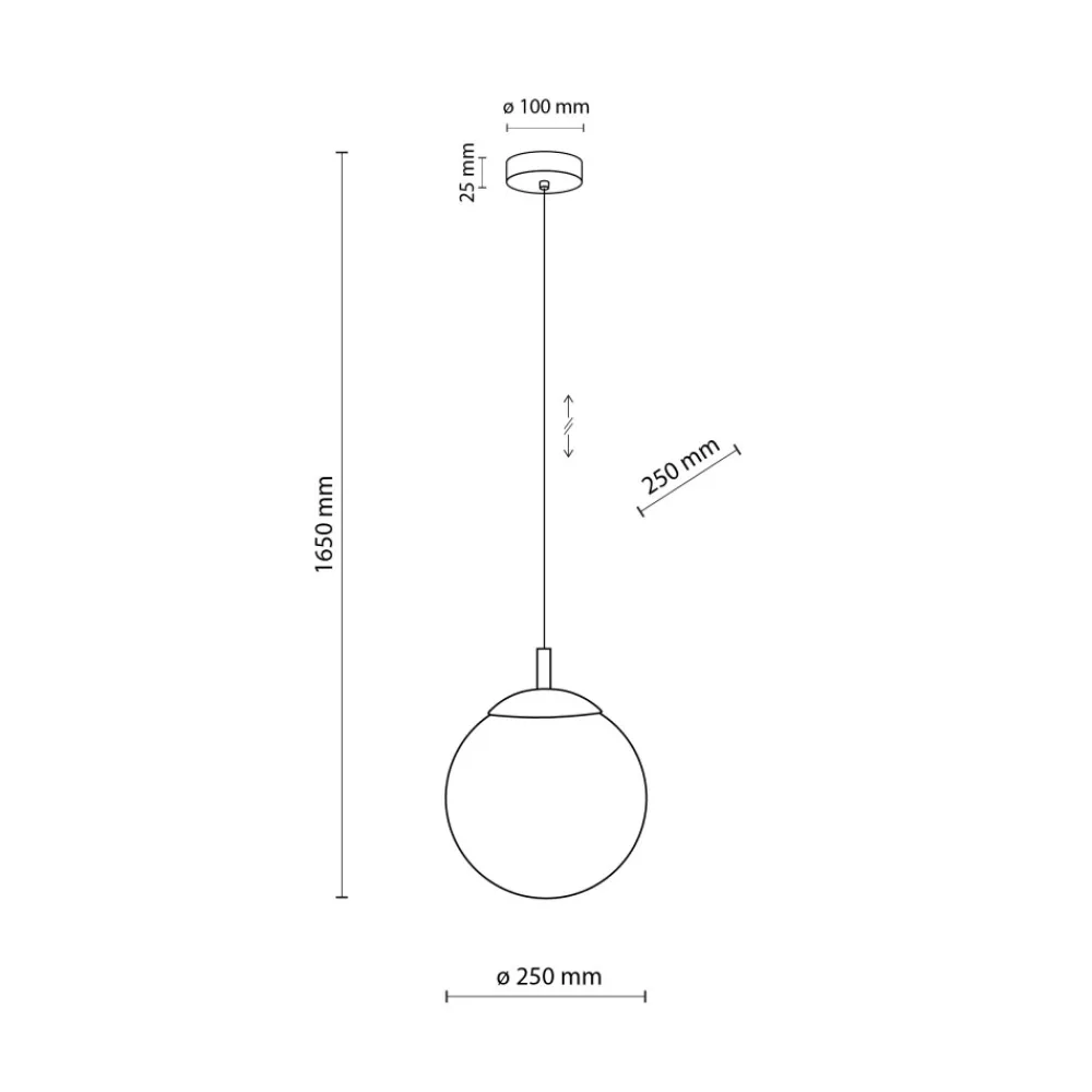 Lampa Wisząca ESME Biały Szklany Klosz 1xE27 25 cm * TK Lighting