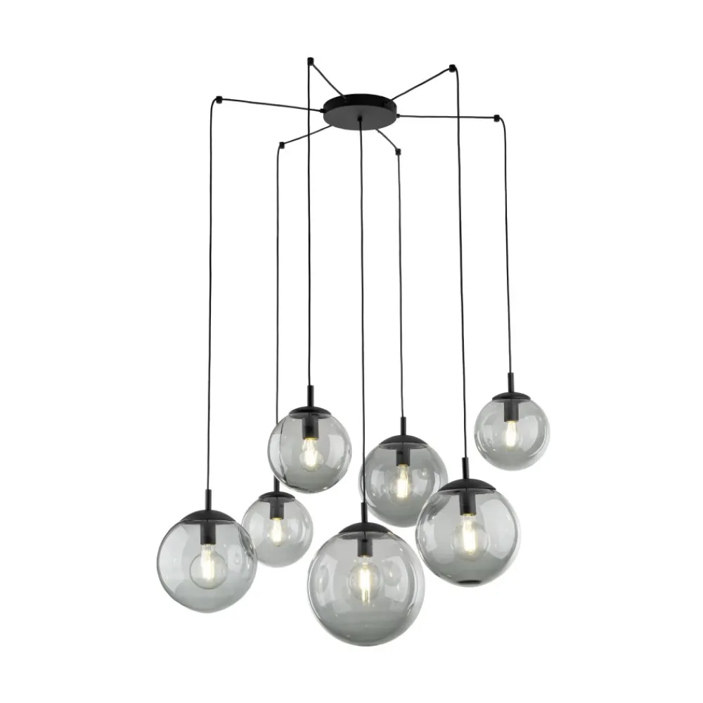 Lampa Wisząca ESME Grafitowy Szklane Klosze 7xE27 * TK Lighting New