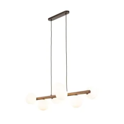 Lampa wisząca ESTERA WOOD orzech klosz biały 7xG9 * TK Lighting Outlet