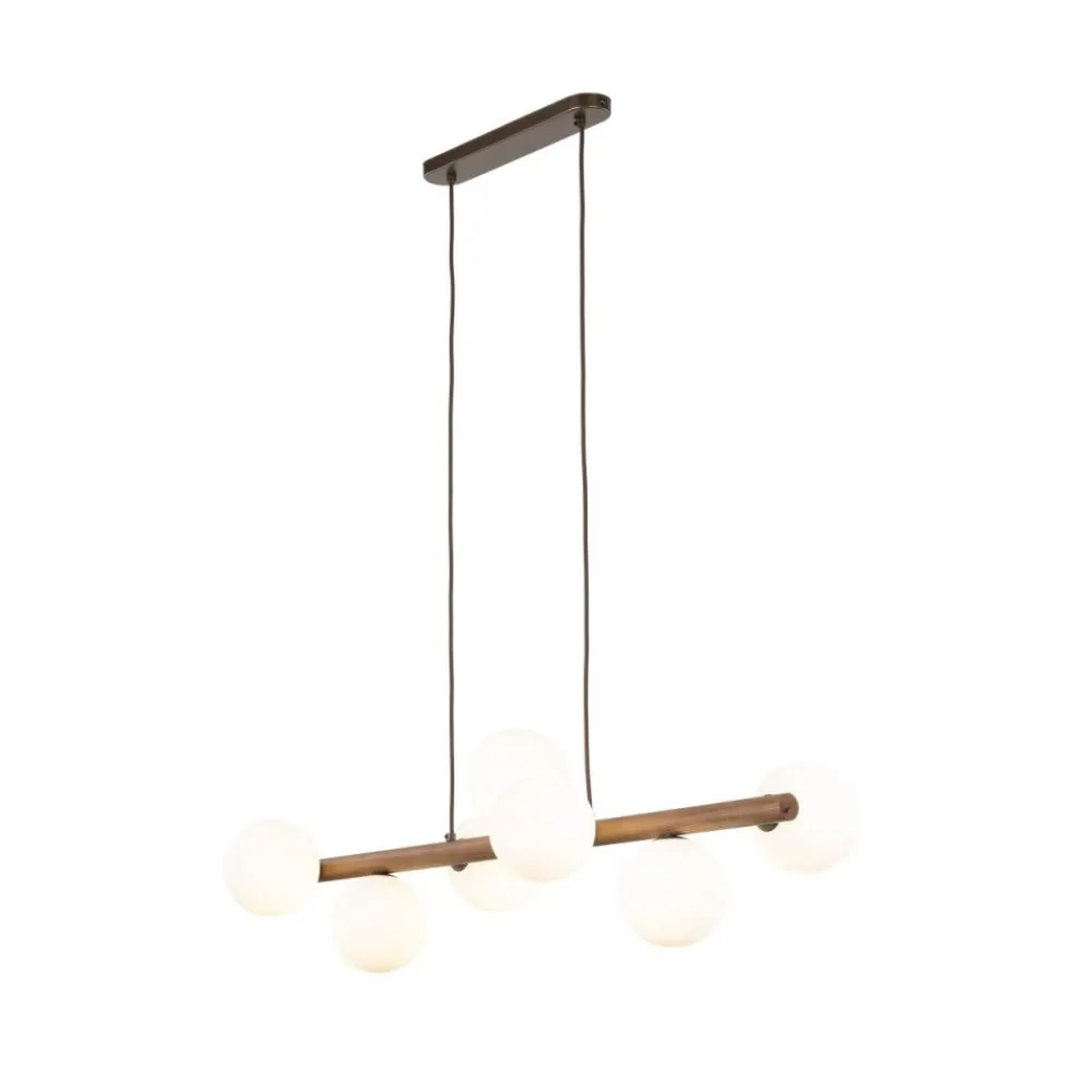 Lampa wisząca ESTERA WOOD orzech klosz biały 7xG9 * TK Lighting Outlet