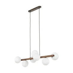Lampa wisząca ESTERA WOOD orzech klosz biały 7xG9 * TK Lighting Outlet