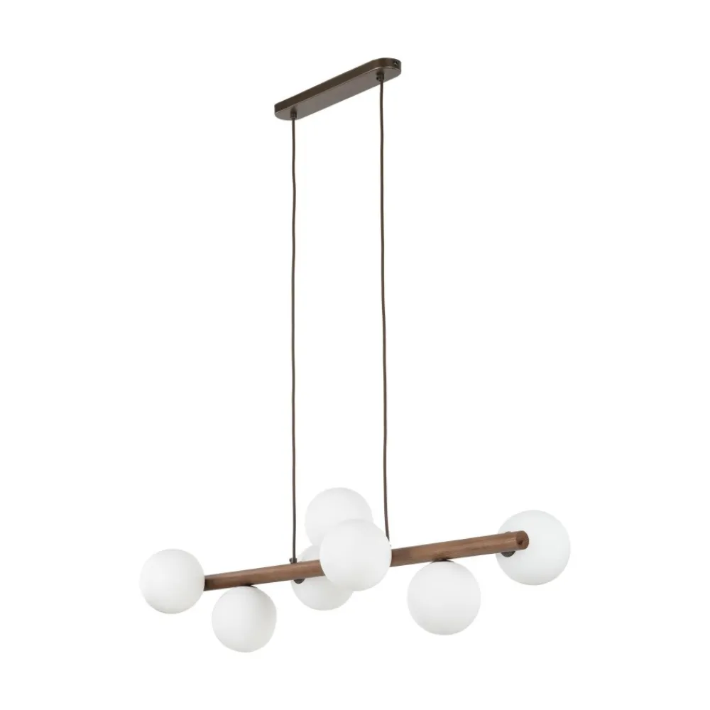 Lampa wisząca ESTERA WOOD orzech klosz biały 7xG9 * TK Lighting Outlet