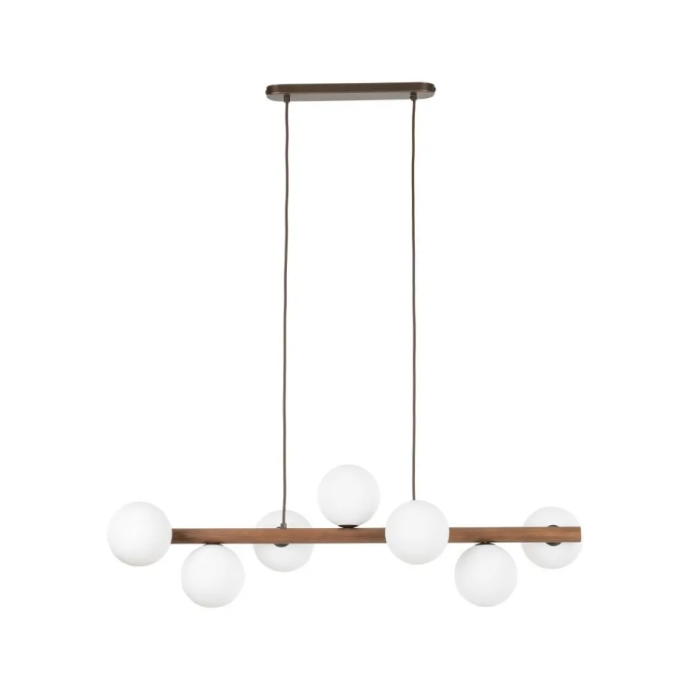 Lampa wisząca ESTERA WOOD orzech klosz biały 7xG9 * TK Lighting Outlet