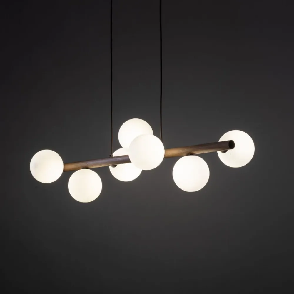 Lampa wisząca ESTERA WOOD orzech klosz biały 7xG9 * TK Lighting Outlet