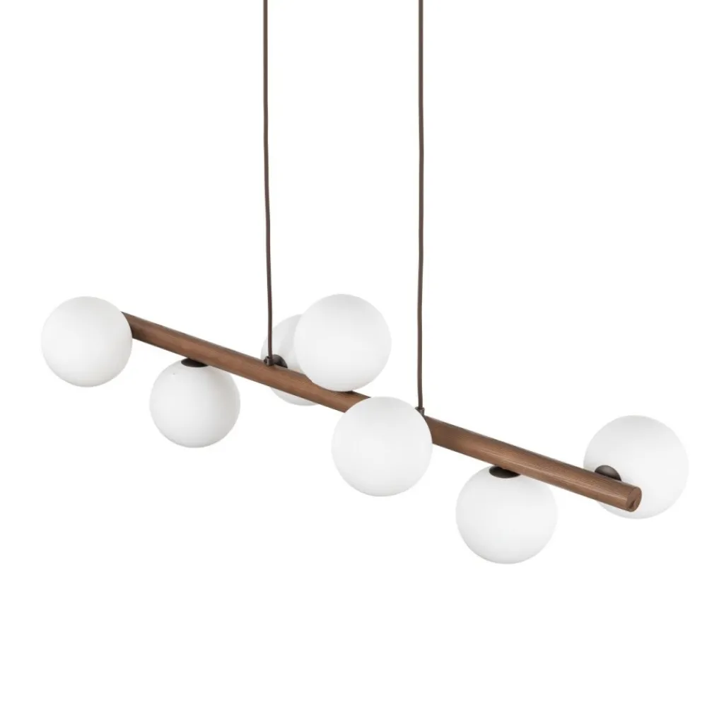 Lampa wisząca ESTERA WOOD orzech klosz biały 7xG9 * TK Lighting Outlet