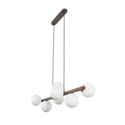 Lampa wisząca ESTERA WOOD orzech klosz biały 7xG9 * TK Lighting Outlet