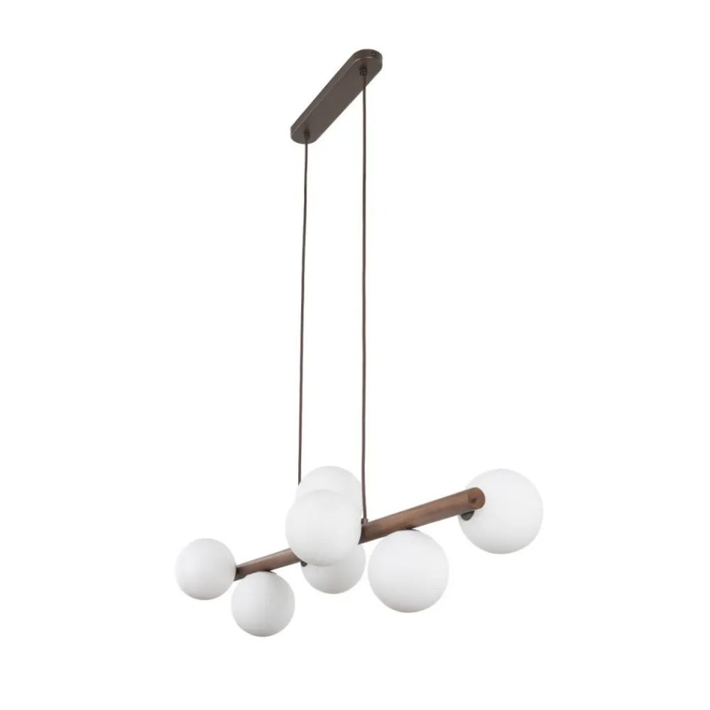 Lampa wisząca ESTERA WOOD orzech klosz biały 7xG9 * TK Lighting Outlet