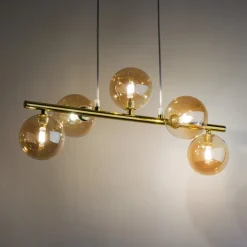 Lampa Wisząca ESTERA Złoty Szklane Klosze 5xG9 * TK Lighting Sale