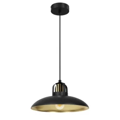Lampa Wisząca FELIX Czarny Złoty Metalowy Klosz 1xE27 30cm * Eko-light