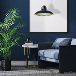 Lampa Wisząca FELIX Niebieski Złoty Metalowy Klosz 1xE27 29cm * Eko-light Outlet
