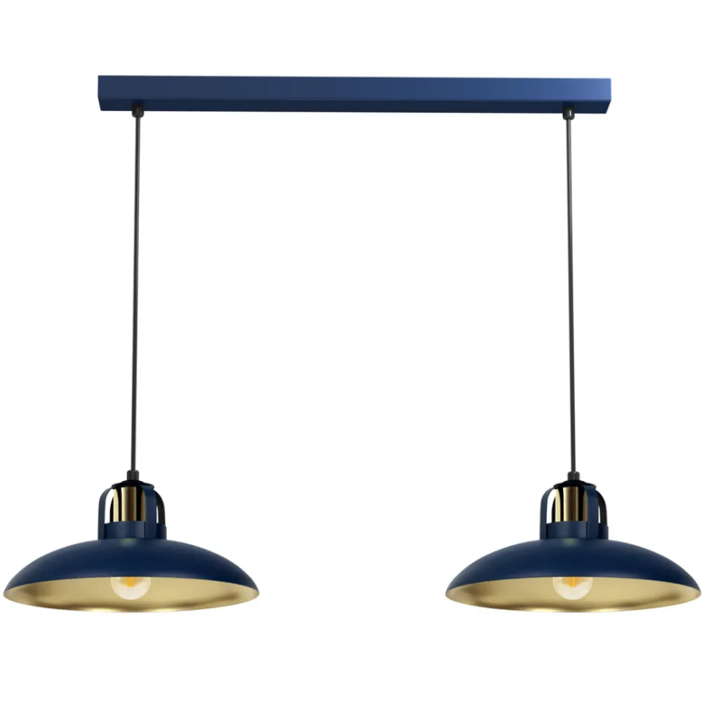 Lampa Wisząca FELIX Niebieski Złoty Metalowe Klosze 2xE27 * Eko-light New