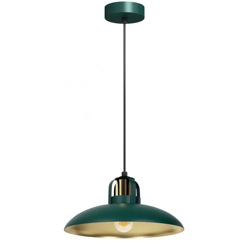 Lampa Wisząca FELIX Zielony Złoty Metalowy Klosz 1xE27 29cm * Eko-light Outlet