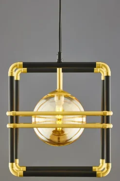 Lampa Wisząca FIORI Czarny Złoty Szklane Klosze 2xG9 * Jupiter
