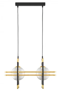Lampa Wisząca FIORI I Czarny Złoty Szklane Klosze 2xG9 * Jupiter Best