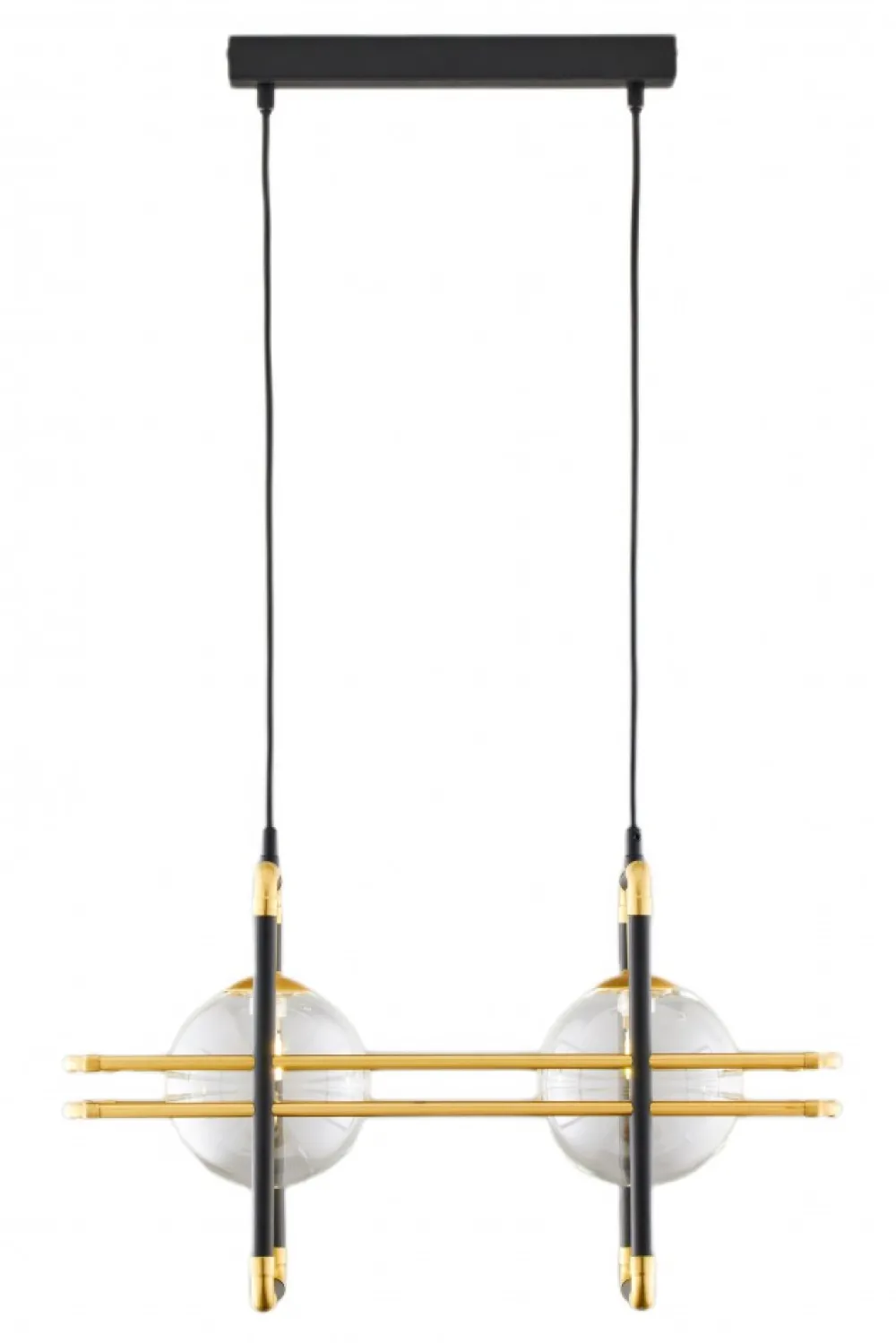 Lampa Wisząca FIORI I Czarny Złoty Szklane Klosze 2xG9 * Jupiter Best