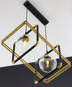 Lampa Wisząca FIORI I Czarny Złoty Szklane Klosze 2xG9 * Jupiter Best
