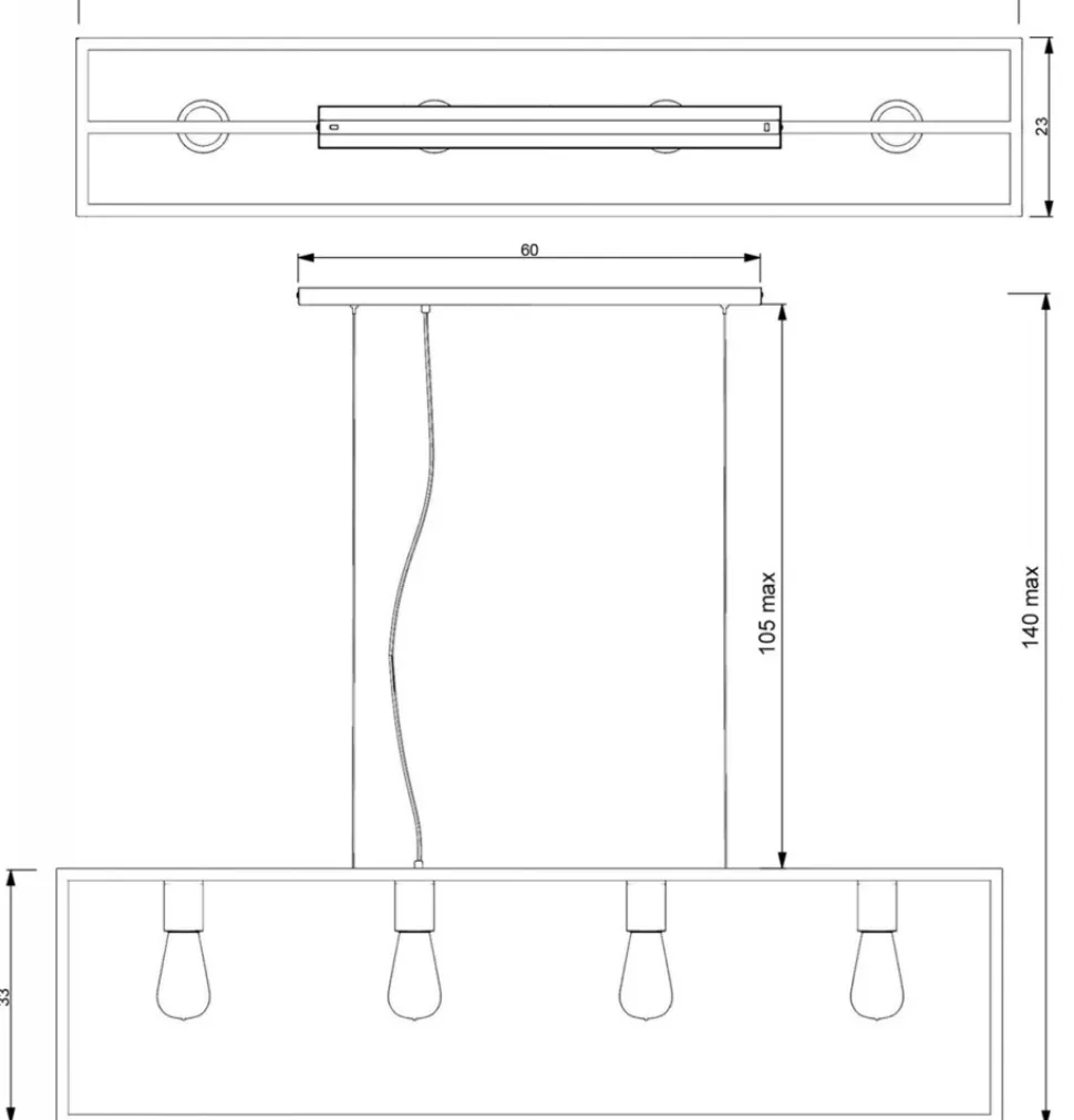 Lampa Wisząca FRAME Czarny 4xE27
