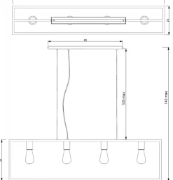 Lampa Wisząca FRAME Czarny Złoty 4xE27