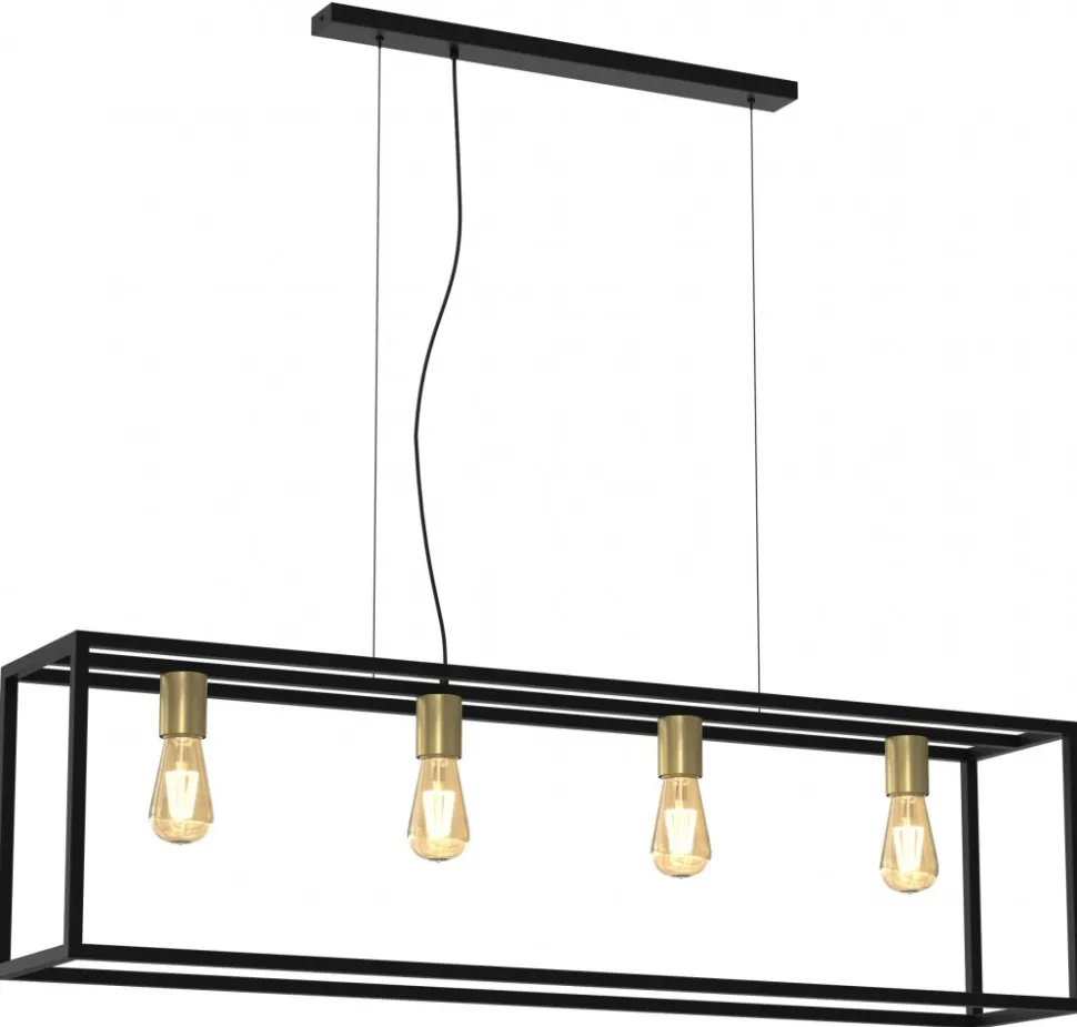 Lampa Wisząca FRAME Czarny Złoty 4xE27