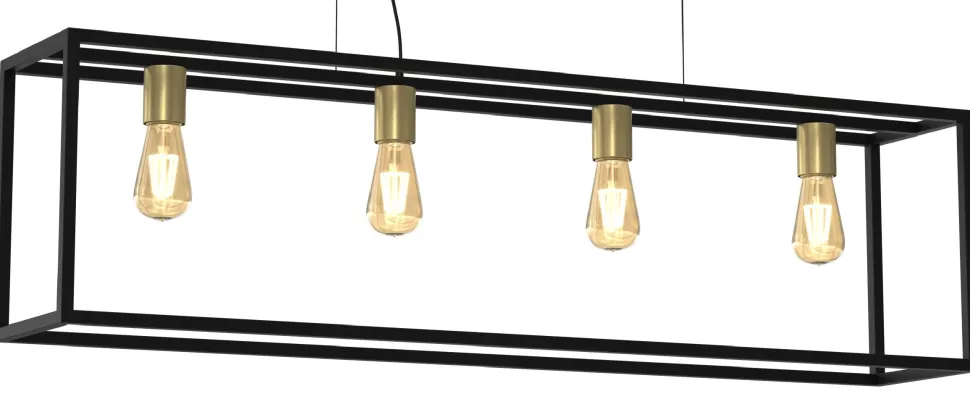 Lampa Wisząca FRAME Czarny Złoty 4xE27